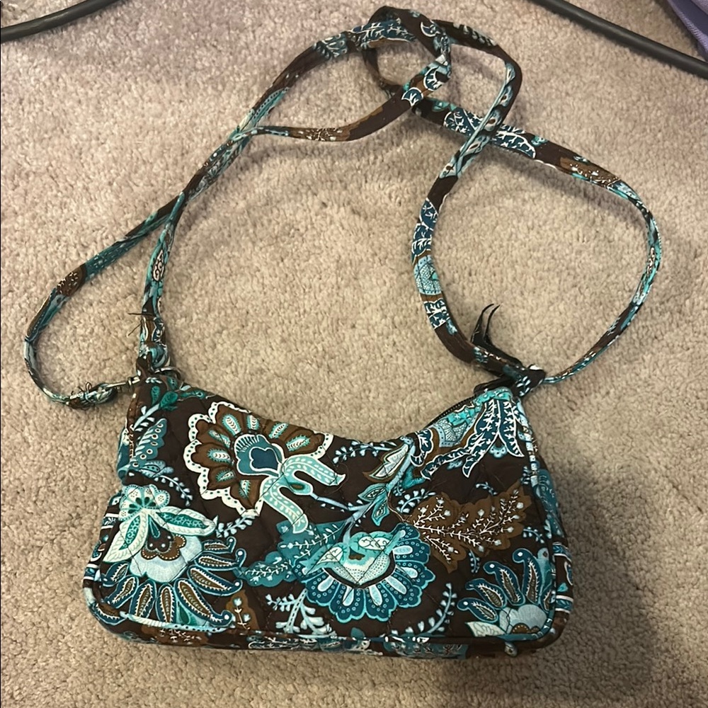 Vera Bradley Brown and Blue Paisley Shoulder Bag